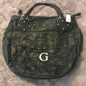 NWT Guess Large Faux Leather Zipped Tote Purse